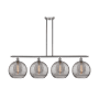 Innovations Lighting Athens Deco Swirl 4 Light 50" Wide Linear Chandelier Brushed Satin Nickel