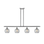 Innovations Lighting Athens 4 Light 48" Wide Linear Pendant with Shade Brushed Satin Nickel / Clear