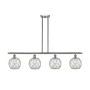 Innovations Lighting Farmhouse Rope 4 Light 48" Wide Linear Chandelier Brushed Satin Nickel / Clear Glass with White Rope