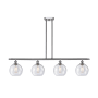 Innovations Lighting Athens 4 Light 48" Wide Linear Pendant with Shade Brushed Satin Nickel / Seedy