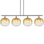 Innovations Lighting Brookhaven Sphere 4 Light 49" Wide Linear Pendant Brushed Satin Nickel / Amber