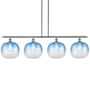 Innovations Lighting Brookhaven Sphere 4 Light 49" Wide Linear Pendant Brushed Satin Nickel / Sapphire Blue