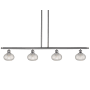 Innovations Lighting Ithaca 4 Light 48" Wide Linear Pendant with Shades Brushed Satin Nickel / Clear Ithaca