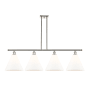 Innovations Lighting Berkshire 4 Light 50" Wide Linear Pendant Brushed Satin Nickel / Matte White