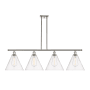 Innovations Lighting Berkshire 4 Light 50" Wide Linear Pendant Brushed Satin Nickel / Clear