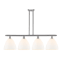 Innovations Lighting Bristol 4 Light 50" Wide Linear Pendant Brushed Satin Nickel / Matte White