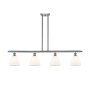 Innovations Lighting Bristol Glass 4 Light 48" Wide Linear Pendant with Shades Brushed Satin Nickel / Matte White