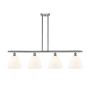 Innovations Lighting Bristol Glass 4 Light 48" Wide Linear Pendant Brushed Satin Nickel / Matte White