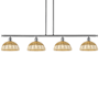 Innovations Lighting Bristol Natural II 4 Light 48" Wide Linear Pendant Brushed Satin Nickel / Natural