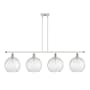 Innovations Lighting Athens 4 Light 48" Wide Linear Pendant White and Polished Chrome / Clear Water Glass