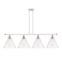 Innovations Lighting Berkshire 4 Light 50" Wide Linear Pendant White and Polished Chrome / Clear
