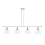 Innovations Lighting Bristol Glass 4 Light 48" Wide Linear Pendant with Shades White and Polished Chrome / Clear
