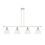 Innovations Lighting Bristol Glass 4 Light 48" Wide Linear Pendant with Shades White and Polished Chrome / Seedy