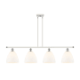 Innovations Lighting Bristol Glass 4 Light 48" Wide Linear Pendant White and Polished Chrome / Matte White
