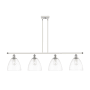 Innovations Lighting Bristol Glass 4 Light 48" Wide Linear Pendant White and Polished Chrome / Clear
