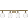 Innovations Lighting Preston 4 Light 37" Wide Vanity Light Antique Brass / Clear