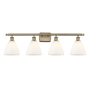 Innovations Lighting Bristol Glass 4 Light 38" Wide Vanity Light Antique Brass / Matte White
