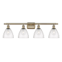 Innovations Lighting Bristol Glass 4 Light 38" Wide Vanity Light Antique Brass / Seedy
