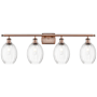 Innovations Lighting Preston 4 Light 37" Wide Vanity Light Antique Copper / Clear