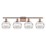 Innovations Lighting Rochester 4 Light 38" Wide Vanity Light Antique Copper / Clear