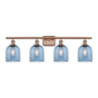 Innovations Lighting Bella 4 Light 36" Wide Vanity Light Antique Copper / Princess Blue