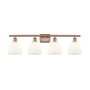 Innovations Lighting Bristol Glass 4 Light 38" Wide Vanity Light Antique Copper / Matte White