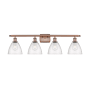 Innovations Lighting Bristol Glass 4 Light 38" Wide Vanity Light Antique Copper / Seedy