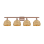 Innovations Lighting Woven Rattan 4 Light 38" Wide Vanity Light Antique Copper / Natural
