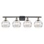 Innovations Lighting Rochester 4 Light 38" Wide Vanity Light Black Antique Brass / Clear