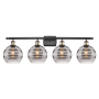 Innovations Lighting Rochester 4 Light 38" Wide Vanity Light Black Antique Brass / Smoked