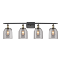 Innovations Lighting Bella 4 Light 36" Wide Vanity Light Black Antique Brass / Light Smoke