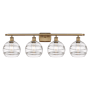 Innovations Lighting Rochester 4 Light 38" Wide Vanity Light Brushed Brass / Clear