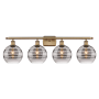 Innovations Lighting Rochester 4 Light 38" Wide Vanity Light Brushed Brass / Smoked