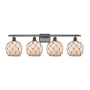 Innovations Lighting Farmhouse Rope 4 Light 36" Wide Bathroom Vanity Light Matte Black / White / Black