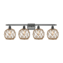 Innovations Lighting Farmhouse Rope 4 Light 36" Wide Bathroom Vanity Light Matte Black / Clear / Black