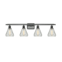 Innovations Lighting Conesus 4 Light 36" Wide Bathroom Vanity Light Matte Black / Clear Crackle