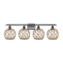 Innovations Lighting Farmhouse Rope 4 Light 36" Wide Bathroom Vanity Light Oil Rubbed Bronze / Clear / Black