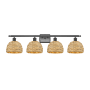 Innovations Lighting Woven Rattan 4 Light 38" Wide Vanity Light Oil Rubbed Bronze / Natural