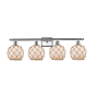Innovations Lighting Farmhouse Rope 4 Light 36" Wide Bathroom Vanity Light Brushed Satin Nickel / White / Black