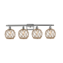 Innovations Lighting Farmhouse Rope 4 Light 36" Wide Bathroom Vanity Light Brushed Satin Nickel / Clear / Black