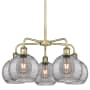 Innovations Lighting Athens Deco Swirl 5 Light 26" Wide Chandelier Antique Brass / Light Smoke Deco Swirl
