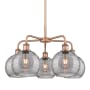 Innovations Lighting Athens Deco Swirl 5 Light 26" Wide Chandelier Antique Copper / Light Smoke Deco Swirl
