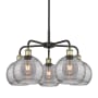 Innovations Lighting Athens Deco Swirl 5 Light 26" Wide Chandelier Black Antique Brass / Light Smoke Deco Swirl