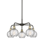 Innovations Lighting Athens Water Glass 5 Light 24" Wide Chandelier Black Antique Brass / Clear Water Glass