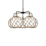Innovations Lighting Farmhouse Rope 5 Light 29" Wide Chandelier Black Antique Brass / Clear Glass with Brown Rope