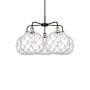 Innovations Lighting Farmhouse Rope 5 Light 29" Wide Chandelier Black Antique Brass / Clear Glass with White Rope