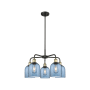 Innovations Lighting Bella 5 Light 24" Wide Chandelier Black Antique Brass / Princess Blue