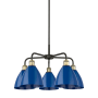 Innovations Lighting Ballston Dome 5 Light 26" Wide Chandelier Black Antique Brass / Blue