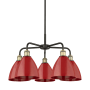 Innovations Lighting Ballston Dome 5 Light 26" Wide Chandelier Black Antique Brass / Red