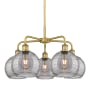 Innovations Lighting Athens Deco Swirl 5 Light 26" Wide Chandelier Brushed Brass / Light Smoke Deco Swirl